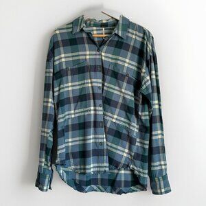 Free People Women’s Small Loveland Plaid Top Button Up Frayed Hem Boho Country